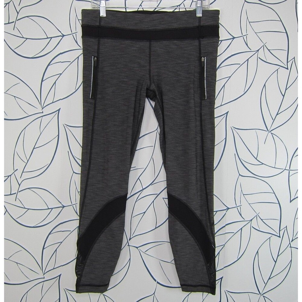 Lululemon Inspire Tight II Women's Size 10 Gray & Black Running Leggings Pockets